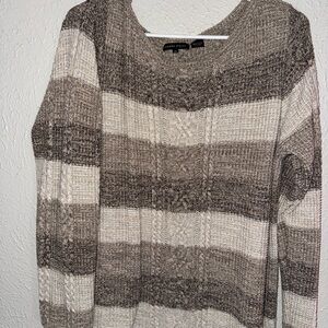 Brown and Cream Striped Sweater